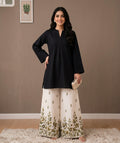 Women Black Kurti with Printed Palazzo Set