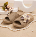 Women Floral Cross Strap Comfort Sliders | Stylish Flower Design Slip-On Slippers for Daily Wear | Beige,Women Slippers, Floral Sliders, Brown Slippers, Casual Sliders, Comfort Footwear, Daily Wear Slippers
