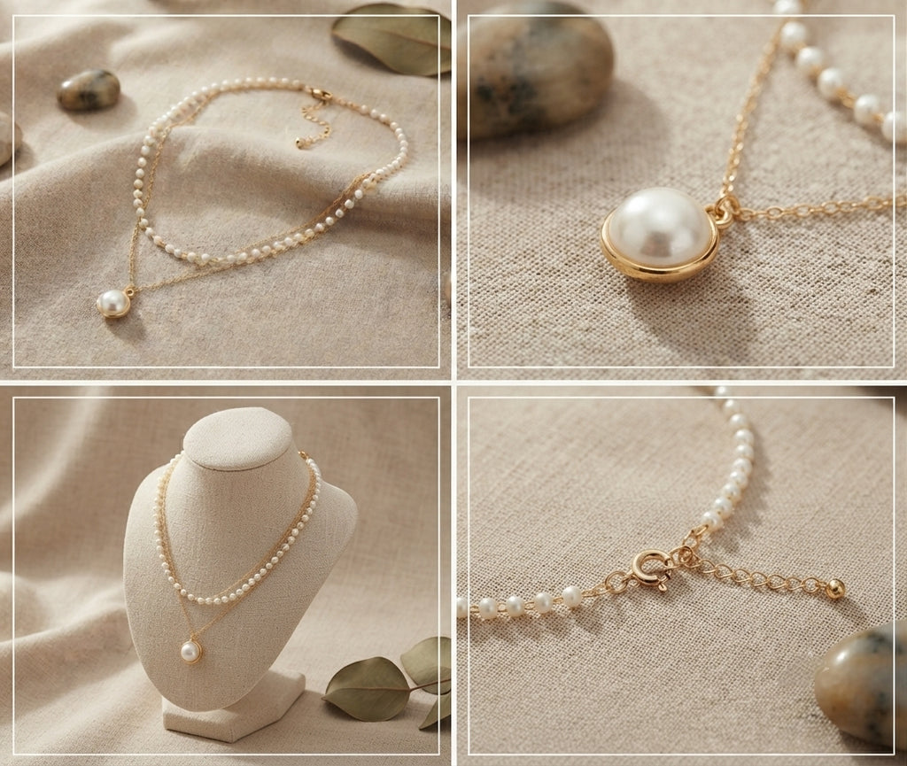 Fancy Chain Pendant With Pearl Dual Chain