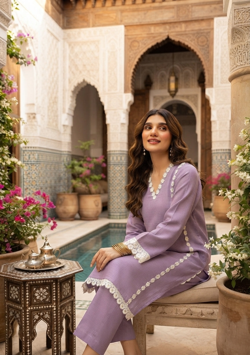 Trendy Rayon Lase Work Kurta Set For Women