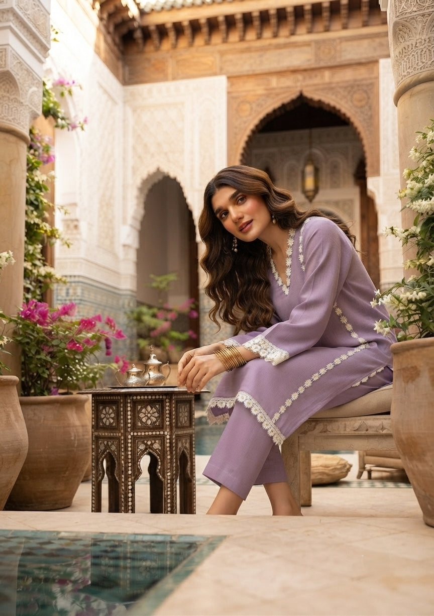 Trendy Rayon Lase Work Kurta Set For Women