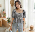 CASUAL GINGHAM COTTON WESTERN STYLISH WOMENS TOP FOR HER