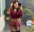 Womens Jaipuri Rayon Printed Party Wear Short Kurti