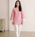 Pink kurti white print