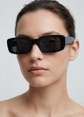 Women Black Fiber Square , UV Protected, Sunglasses (Pack of 1)
