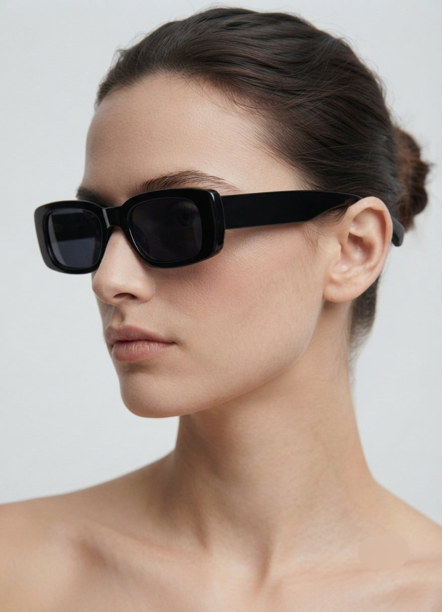 Women Black Fiber Square , UV Protected, Sunglasses (Pack of 1)